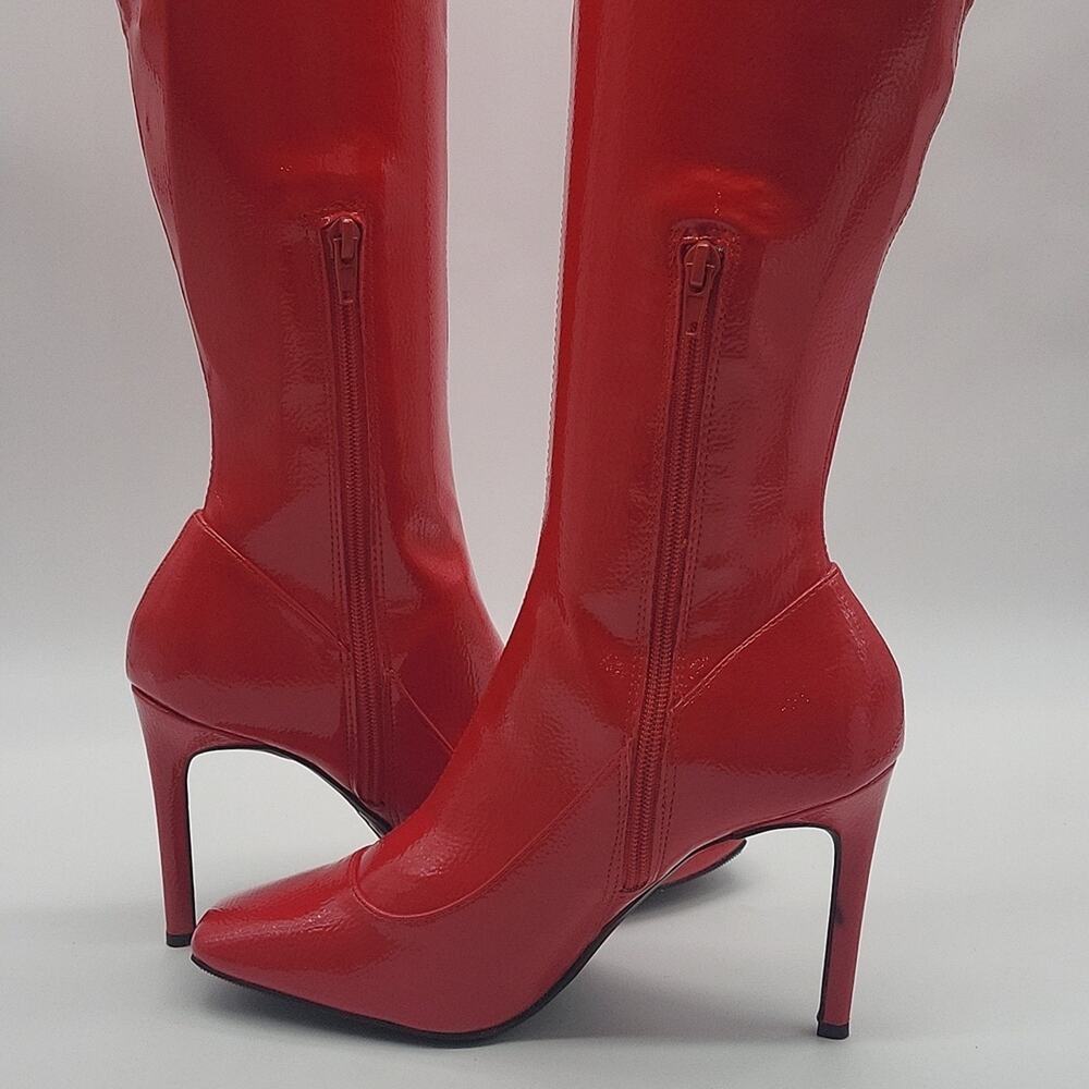 I.N.C. International Concepts Keenahp Red Patent Over-the-Knee Boots 9.5M Vegan - Picture 11 of 11
